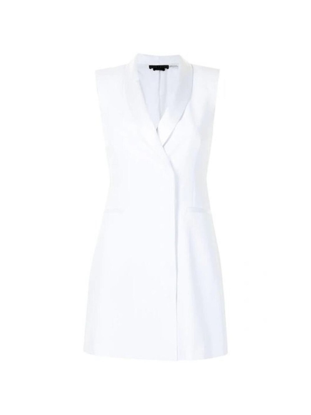 Alice + Olivia Valentina Sz 0 White Sleeveless V-Neck Blazer Dress